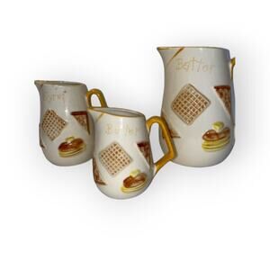 Vintage Napcoware Batter Butter Syrup Breakfast Pitcher Set C-5818 Japan 1963